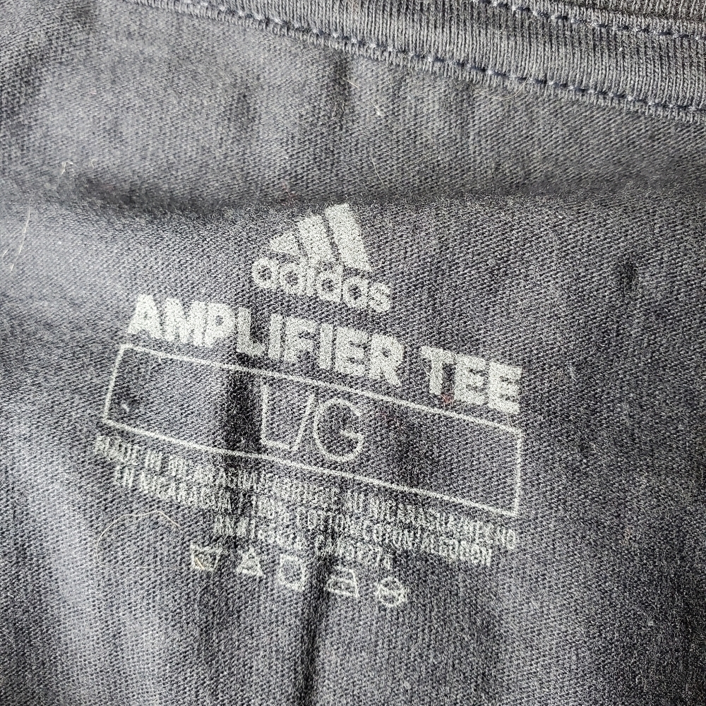 NWT Adidas Amplifier Basic Bos Tee Size Large Navy Blue & White 100% Cotton - Picture 9 of 16